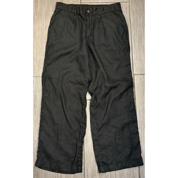 Lands’ End Women’s Black Wide Leg Linen Pants Size Petite 12 - Picture 1 of 3